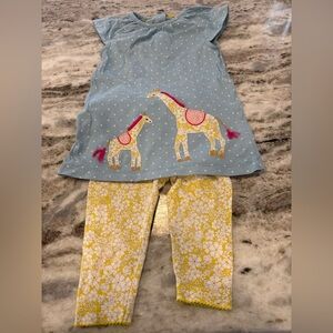 Baby Boden Blue and Yellow Giraffe Appliqué Matching Set 6-12